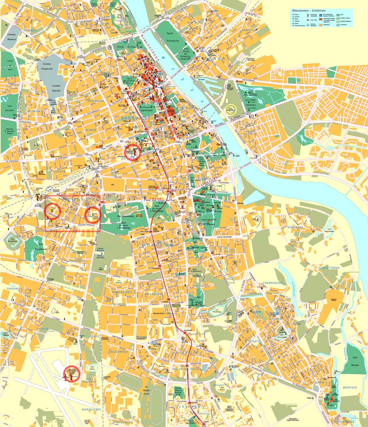 ulica zemljevid Varšavi mestno središče