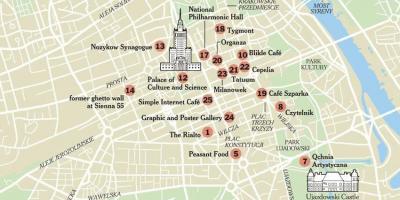 Zemljevid Varšavi z turističnih znamenitosti.
