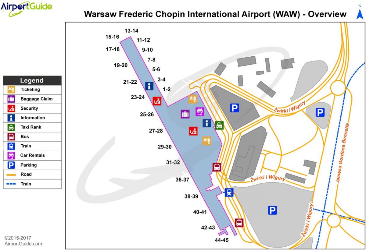 frederic chopin letališče zemljevid