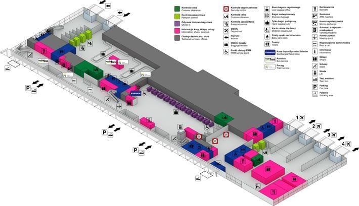 Varšava chopin letališki terminal zemljevid