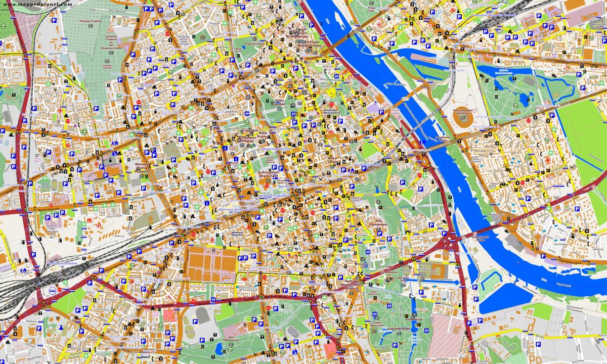 Zemljevid Varšavi brez povezave 