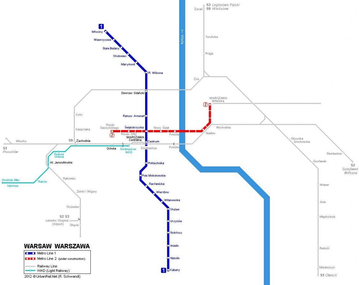 zemljevid podzemne železnice Varšavi