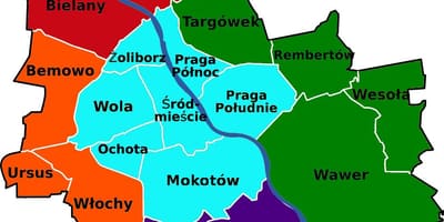 Zemljevid Varšavi okolišev 