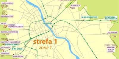 Varšava cona 1 zemljevidu