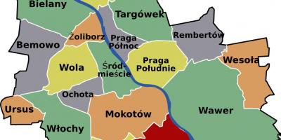 Zemljevid Varšavi soseskah 